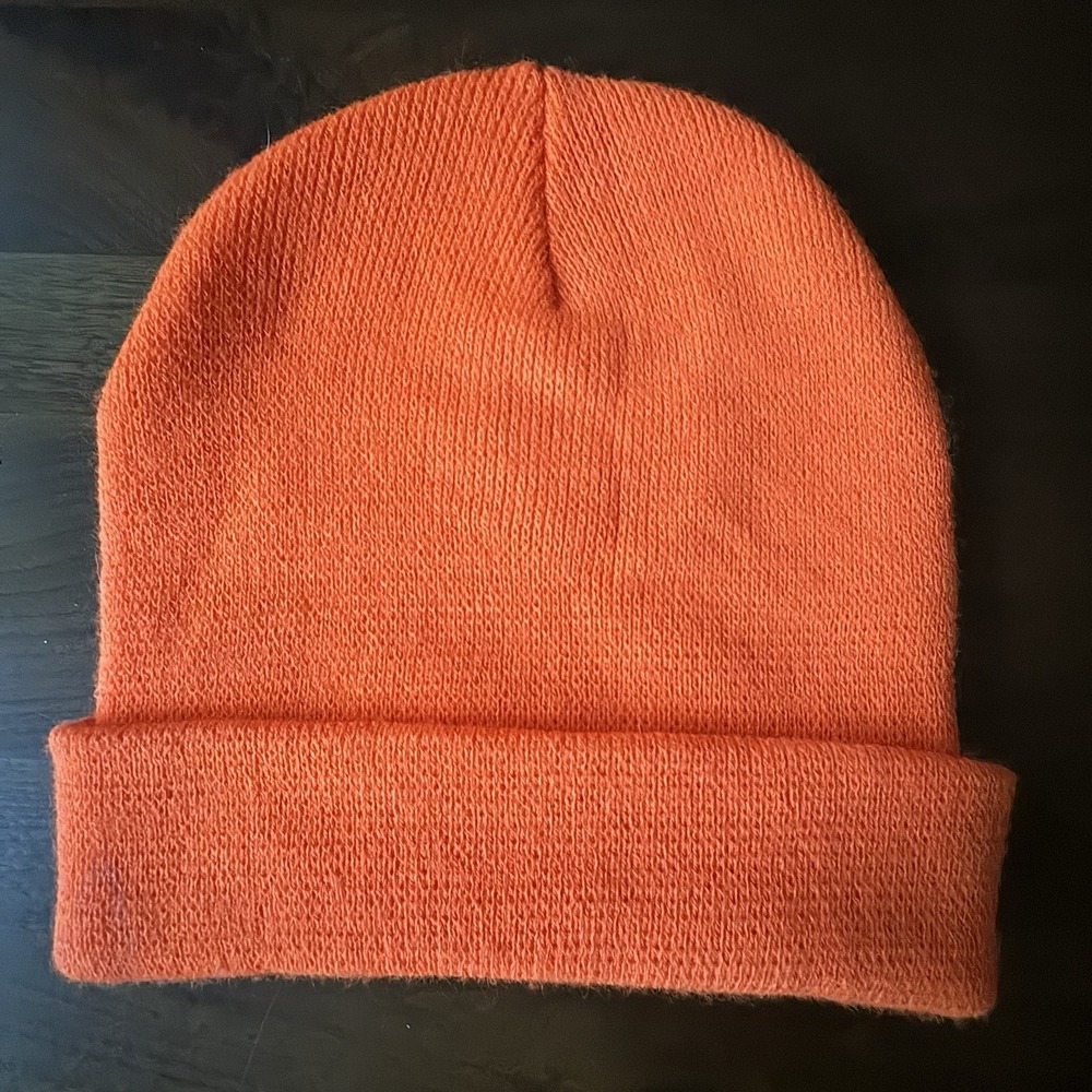 Bright Safety Orange Solid Beanie Hat Men Unisex Winter Fall Adult One Size Warm